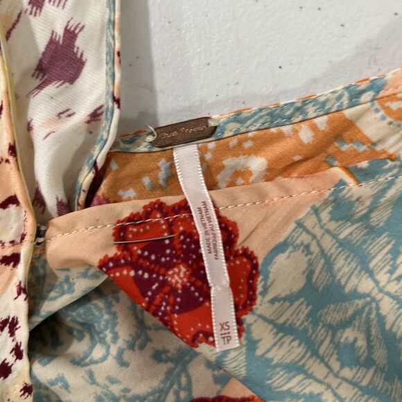 Free People‎ Top Womens XS Tropical Combo Festival Boho Blouse Y2K - Picture 7 of 10